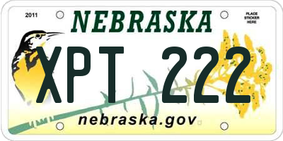 NE license plate XPT222