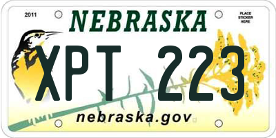NE license plate XPT223