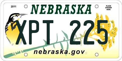 NE license plate XPT225