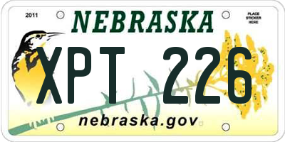 NE license plate XPT226