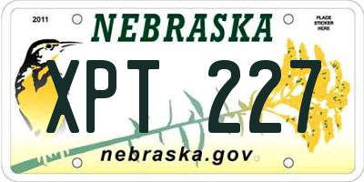 NE license plate XPT227