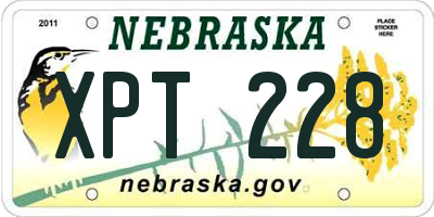NE license plate XPT228