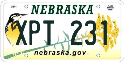 NE license plate XPT231