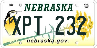 NE license plate XPT232