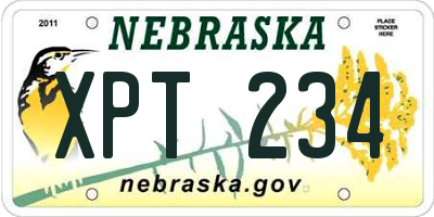 NE license plate XPT234