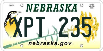 NE license plate XPT235