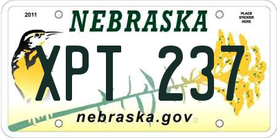 NE license plate XPT237