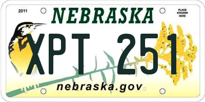 NE license plate XPT251