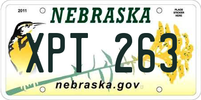 NE license plate XPT263