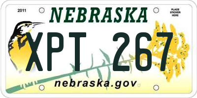 NE license plate XPT267