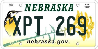 NE license plate XPT269