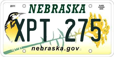 NE license plate XPT275
