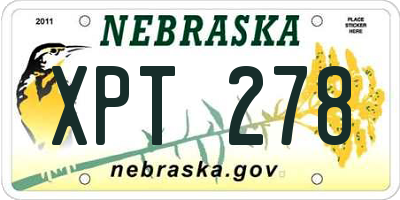 NE license plate XPT278