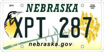 NE license plate XPT287