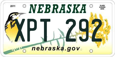 NE license plate XPT292