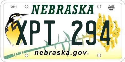 NE license plate XPT294