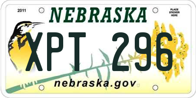 NE license plate XPT296