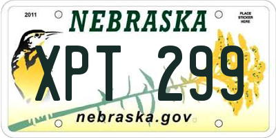 NE license plate XPT299