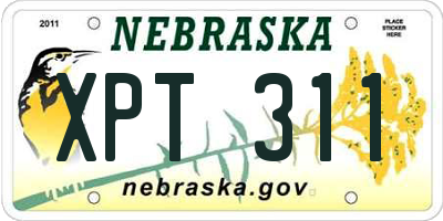 NE license plate XPT311