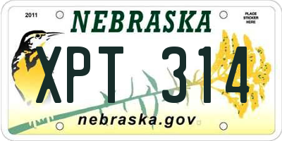 NE license plate XPT314