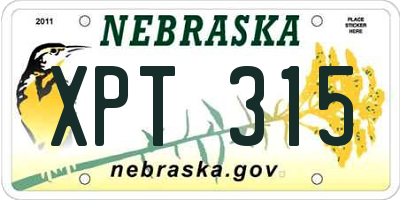 NE license plate XPT315