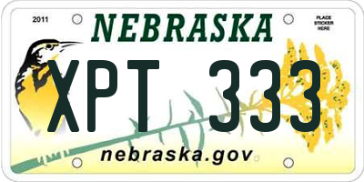 NE license plate XPT333