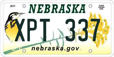 NE license plate XPT337