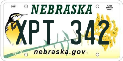 NE license plate XPT342