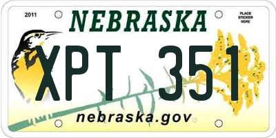 NE license plate XPT351