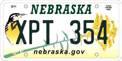 NE license plate XPT354
