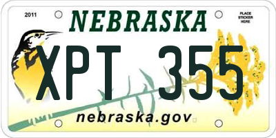 NE license plate XPT355