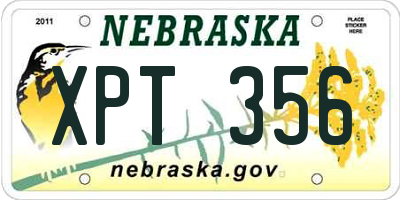NE license plate XPT356
