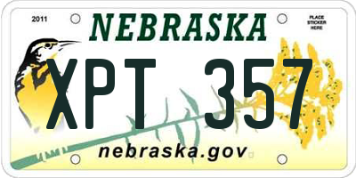 NE license plate XPT357