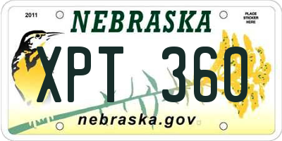 NE license plate XPT360