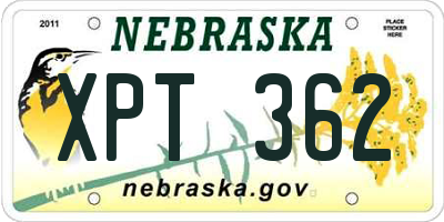 NE license plate XPT362