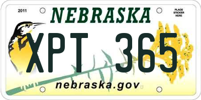 NE license plate XPT365