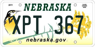 NE license plate XPT367