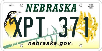 NE license plate XPT371