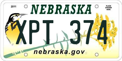 NE license plate XPT374