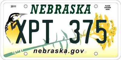NE license plate XPT375