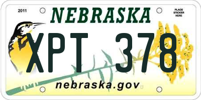 NE license plate XPT378