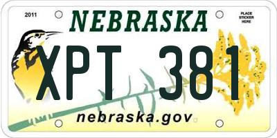 NE license plate XPT381