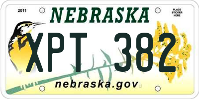 NE license plate XPT382