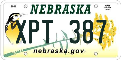 NE license plate XPT387
