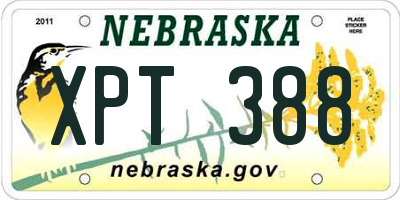 NE license plate XPT388