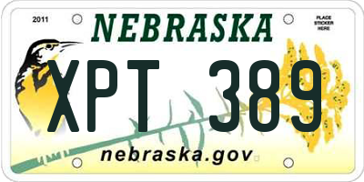 NE license plate XPT389