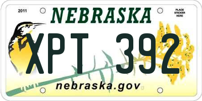 NE license plate XPT392