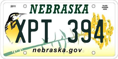 NE license plate XPT394