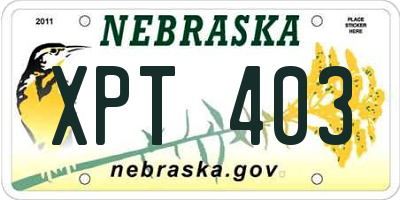 NE license plate XPT403