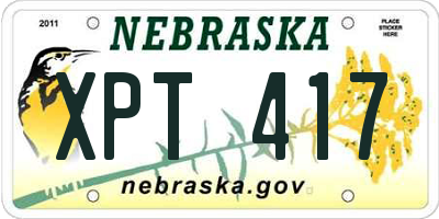 NE license plate XPT417